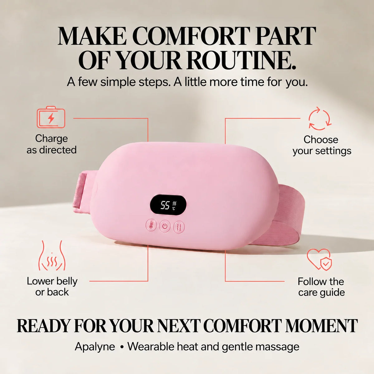 Apalyne - Wearable Heat & Massage for Period-Day Comfort